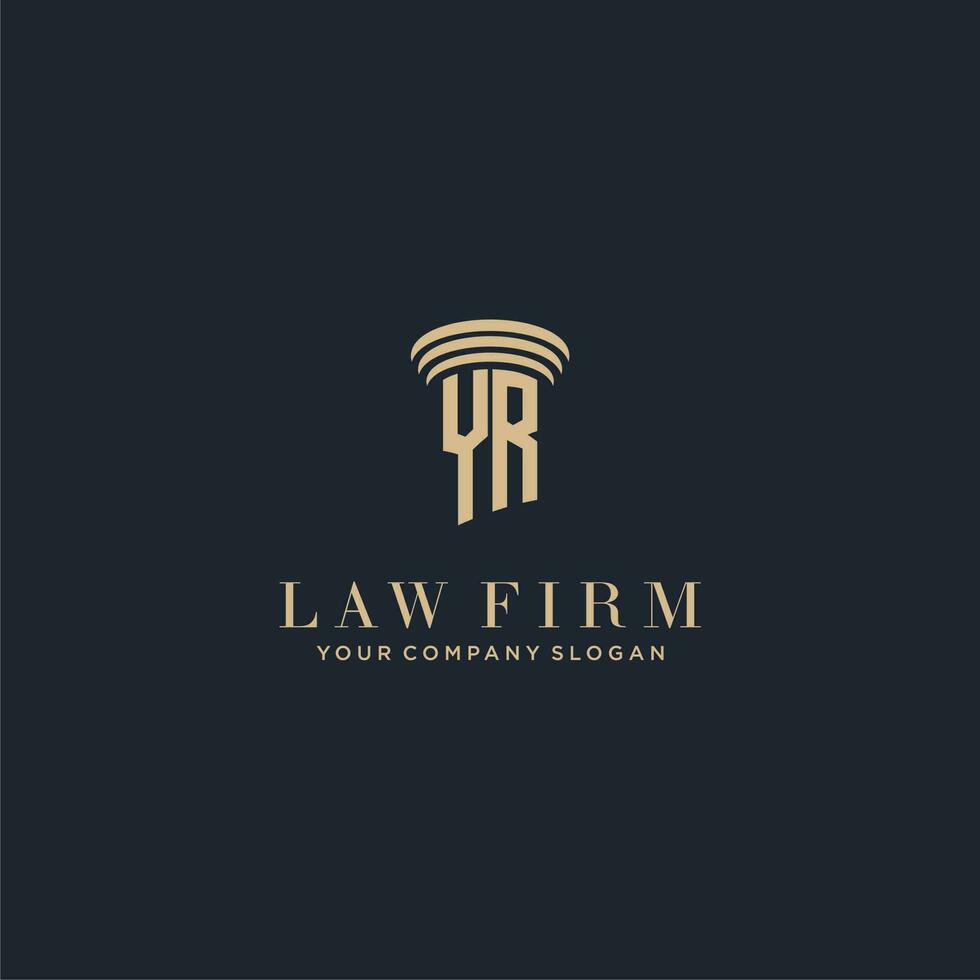 YR initial monogram lawfirm logo with pillar design vector