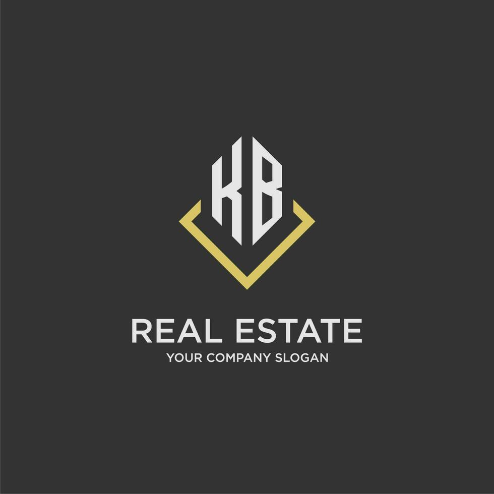 KB initial monogram logo for real estate with polygon style vector