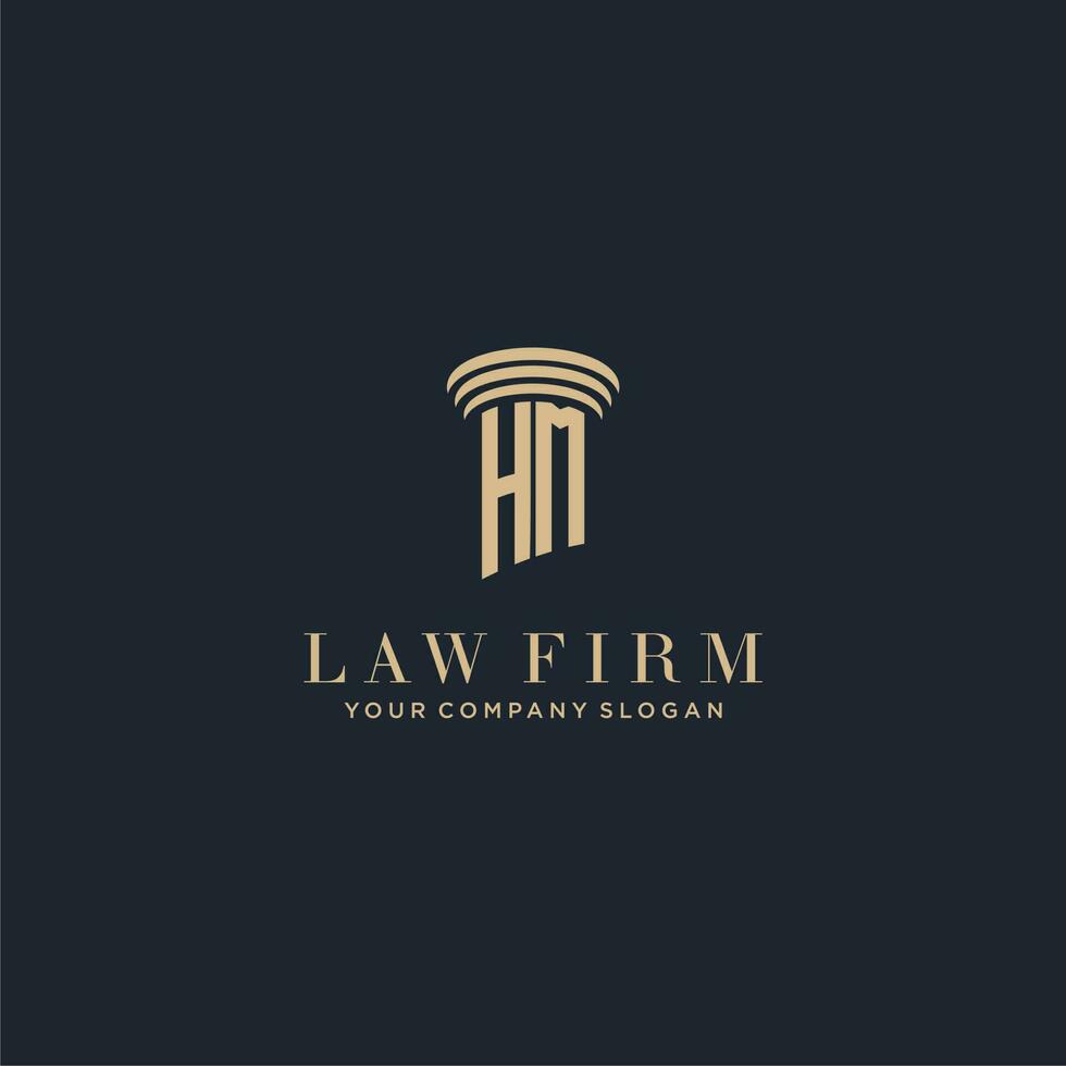 HM initial monogram lawfirm logo with pillar design vector