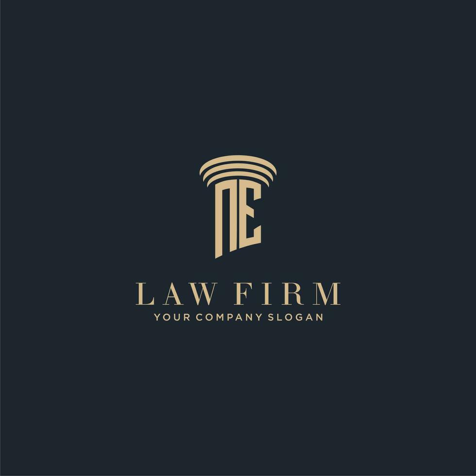 NE initial monogram lawfirm logo with pillar design vector