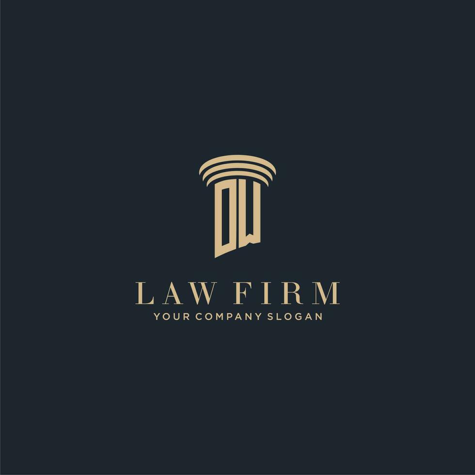 OW initial monogram lawfirm logo with pillar design vector