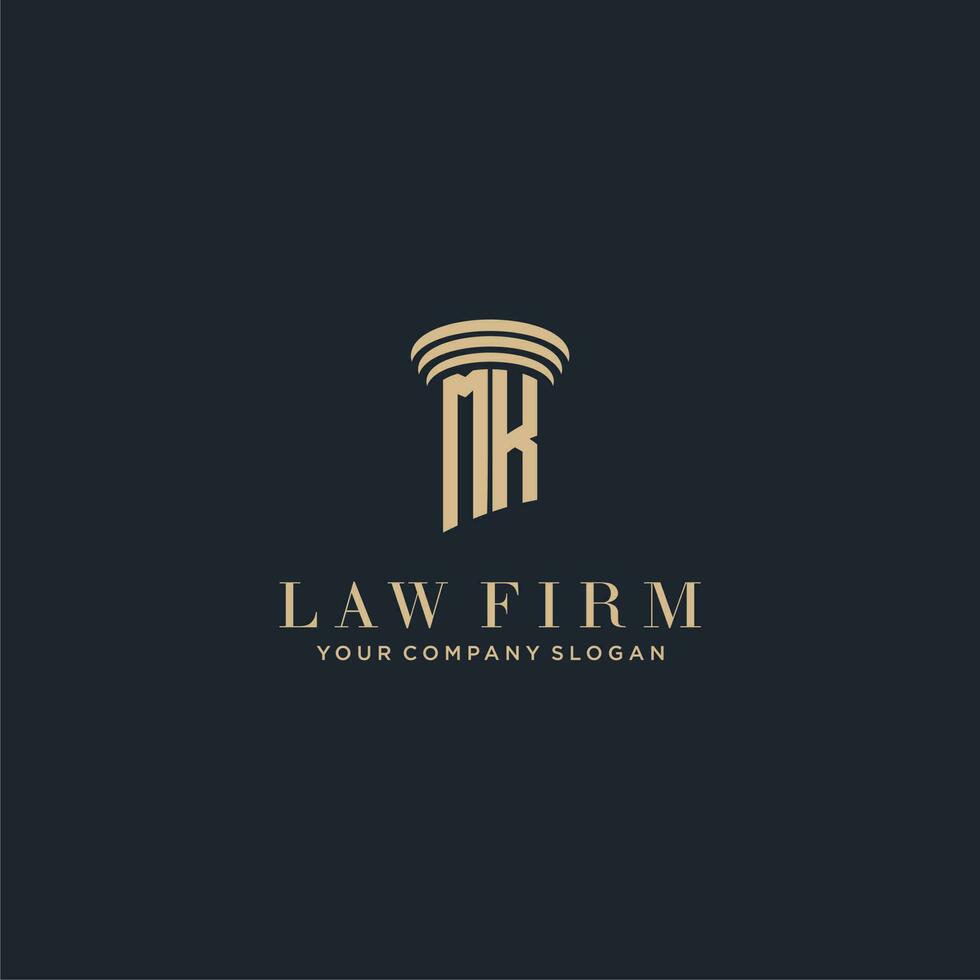 MK initial monogram lawfirm logo with pillar design vector