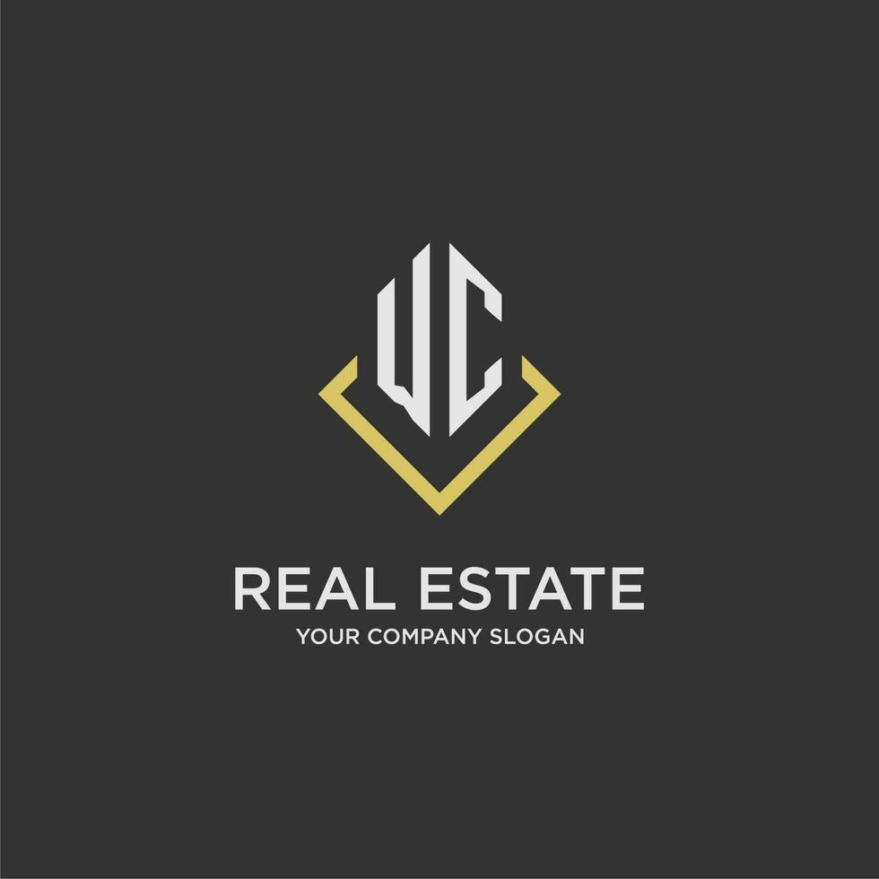 WC initial monogram logo for real estate with polygon style 23667645
