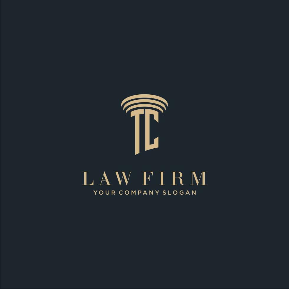 TC initial monogram lawfirm logo with pillar design vector
