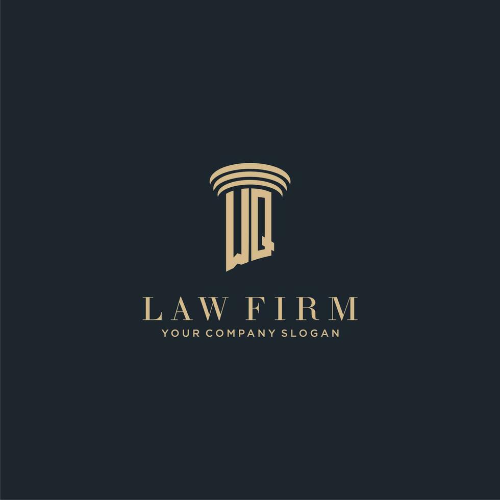 WQ initial monogram lawfirm logo with pillar design vector