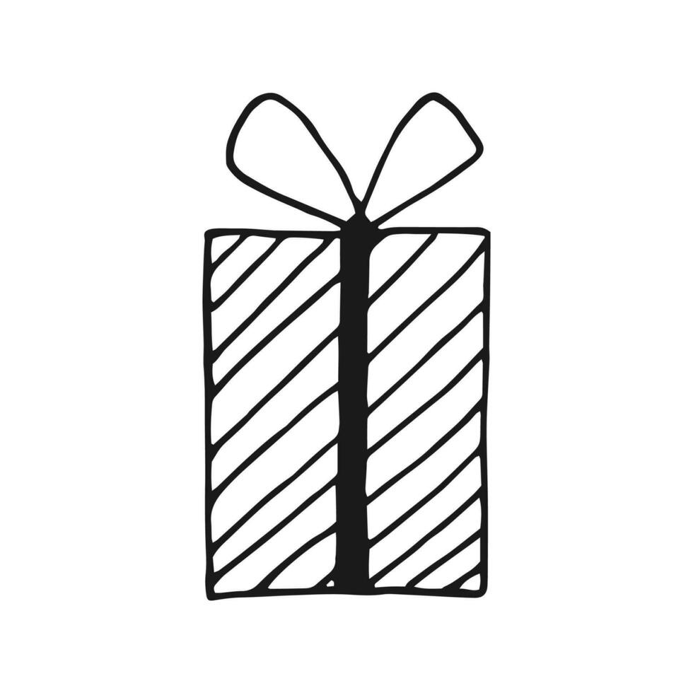 caja de regalo con diferentes lazos. ilustración vectorial dibujada a mano. vector