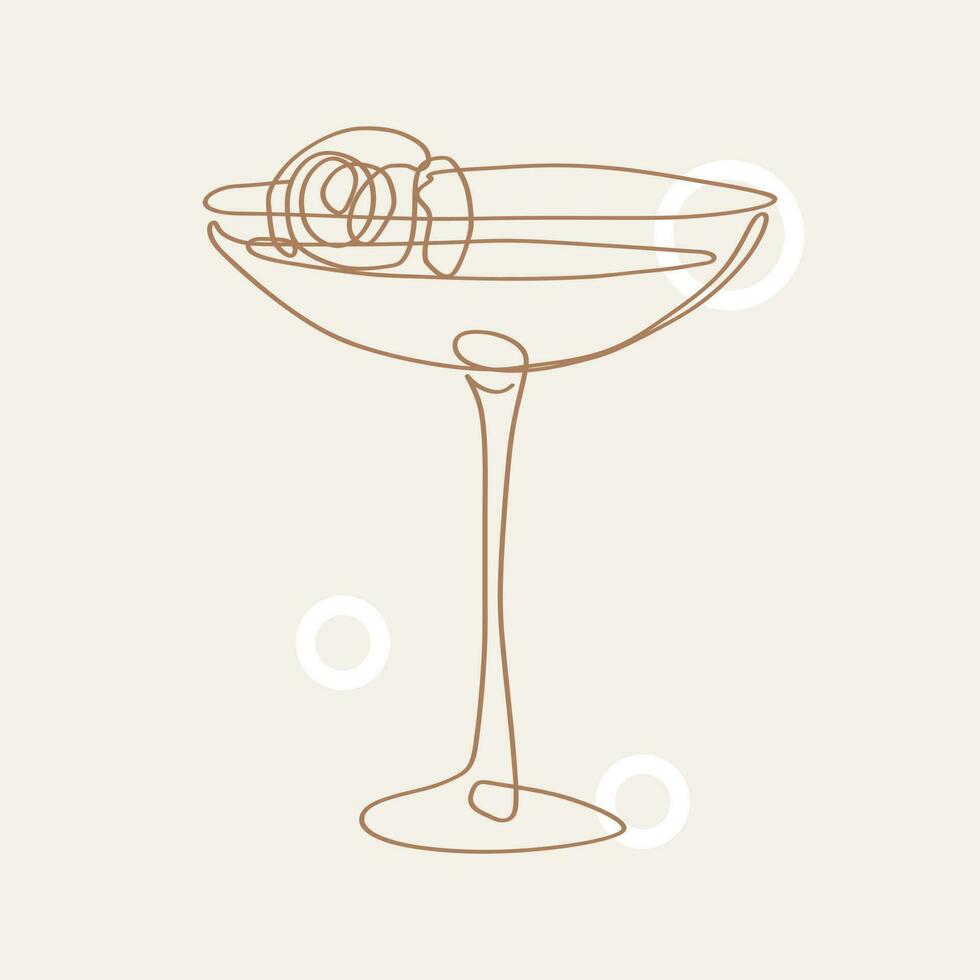 Continuous one line drawing of summer cocktail drinks. Bar and restaurant concept minimalist, vector illustration.