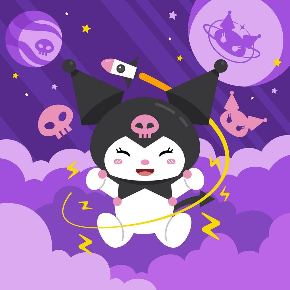 Cute Bunny in Outer Space vector