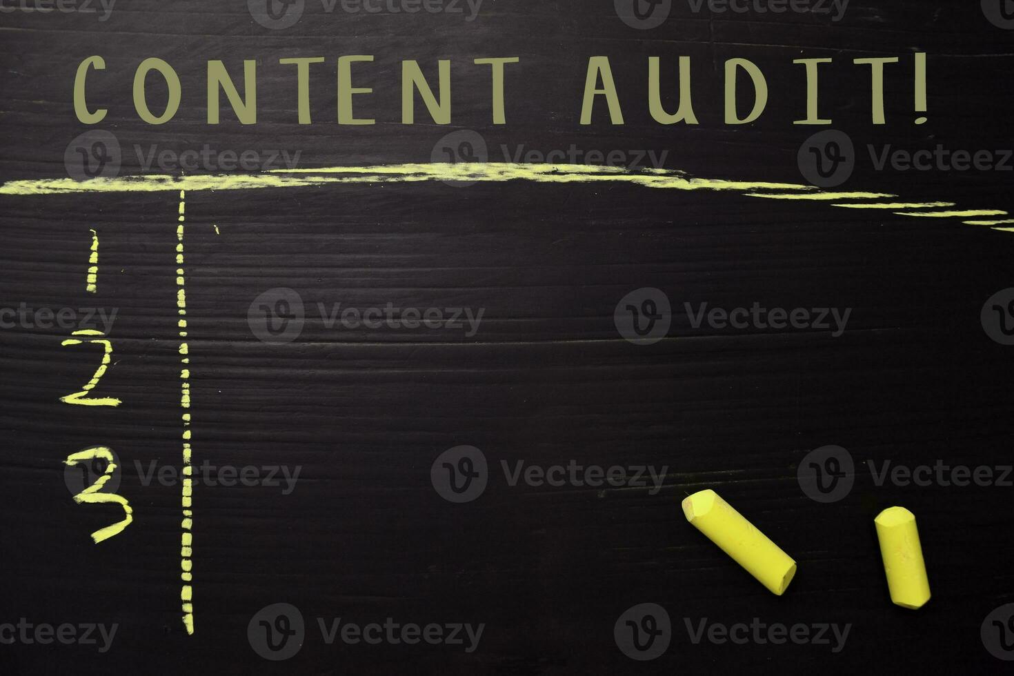 Content Audit with color chalk. Supported by an additional services. Blackboard concept photo