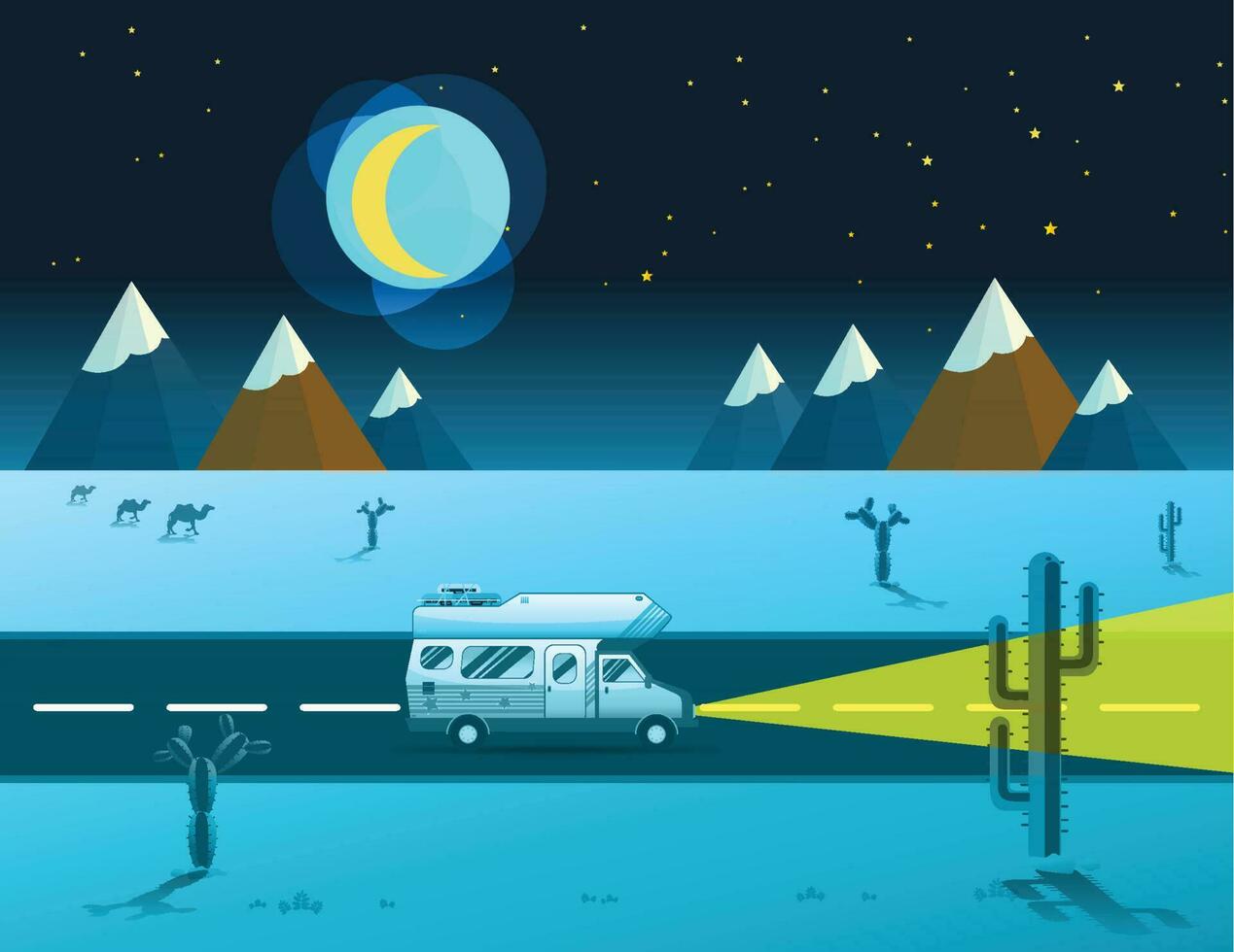 traveler truck driving on the road to desert and mountainslandscape vector