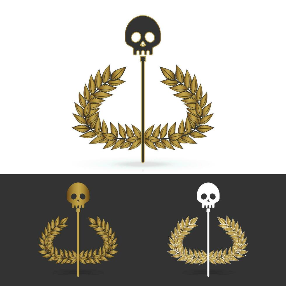 olive branch with skull symbol of greek god hades vector