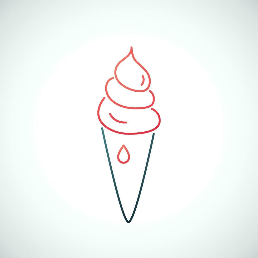 Ice Cream line icon isolated on white background. Minimalist emblem of Sweet ice cream in a cone. vector