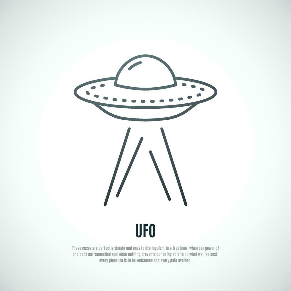 UFO icon in line style isolated on white background. vector