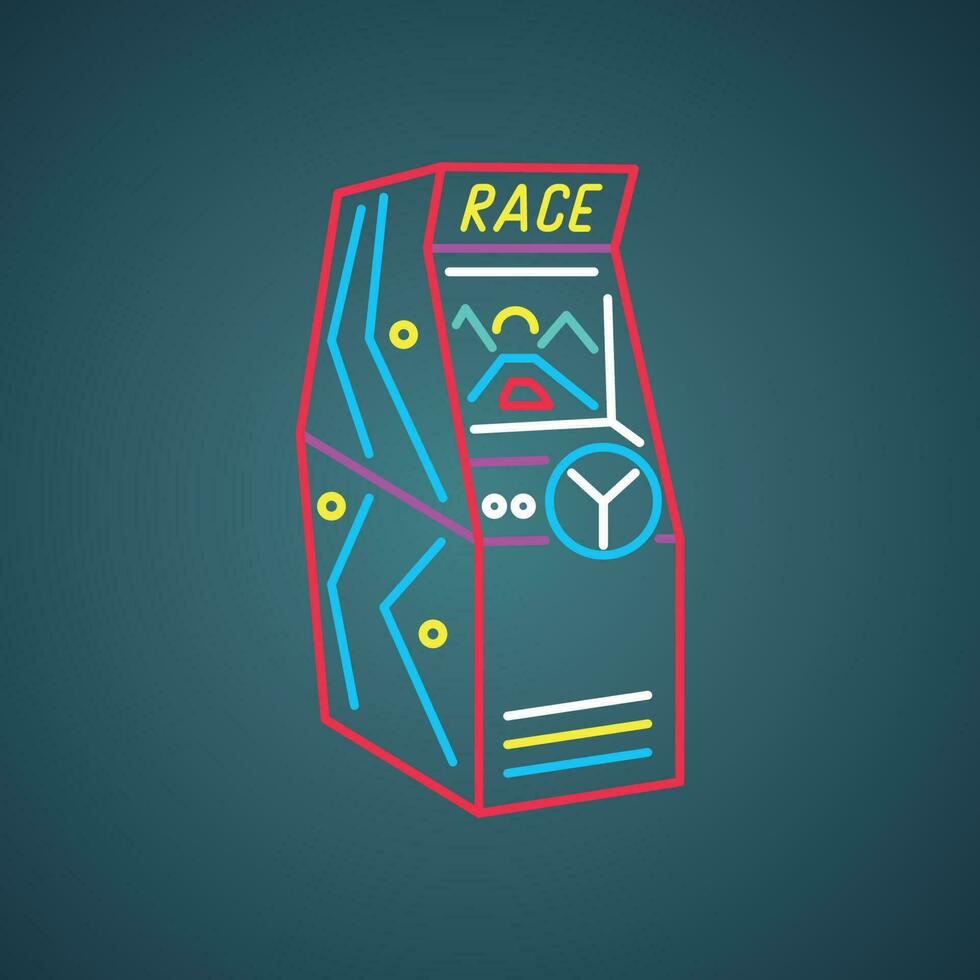Retro arcade game machine icon. Bright emblem. vector