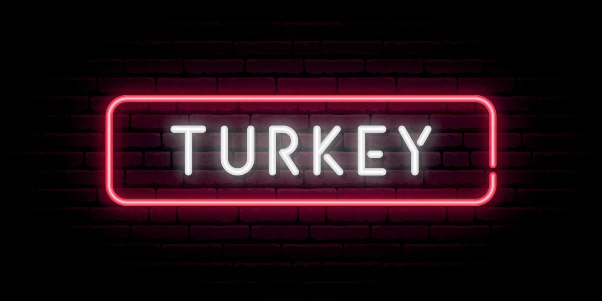 Turkey neon sign. Bright light signboard. 23669079 Vector Art at Vecteezy