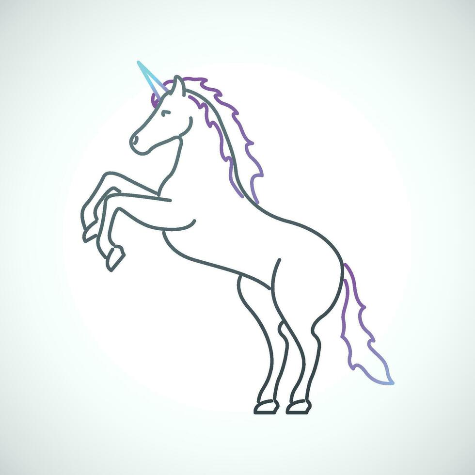 Unicorn emblem in simple line style. Beautiful unicorn illustration. vector