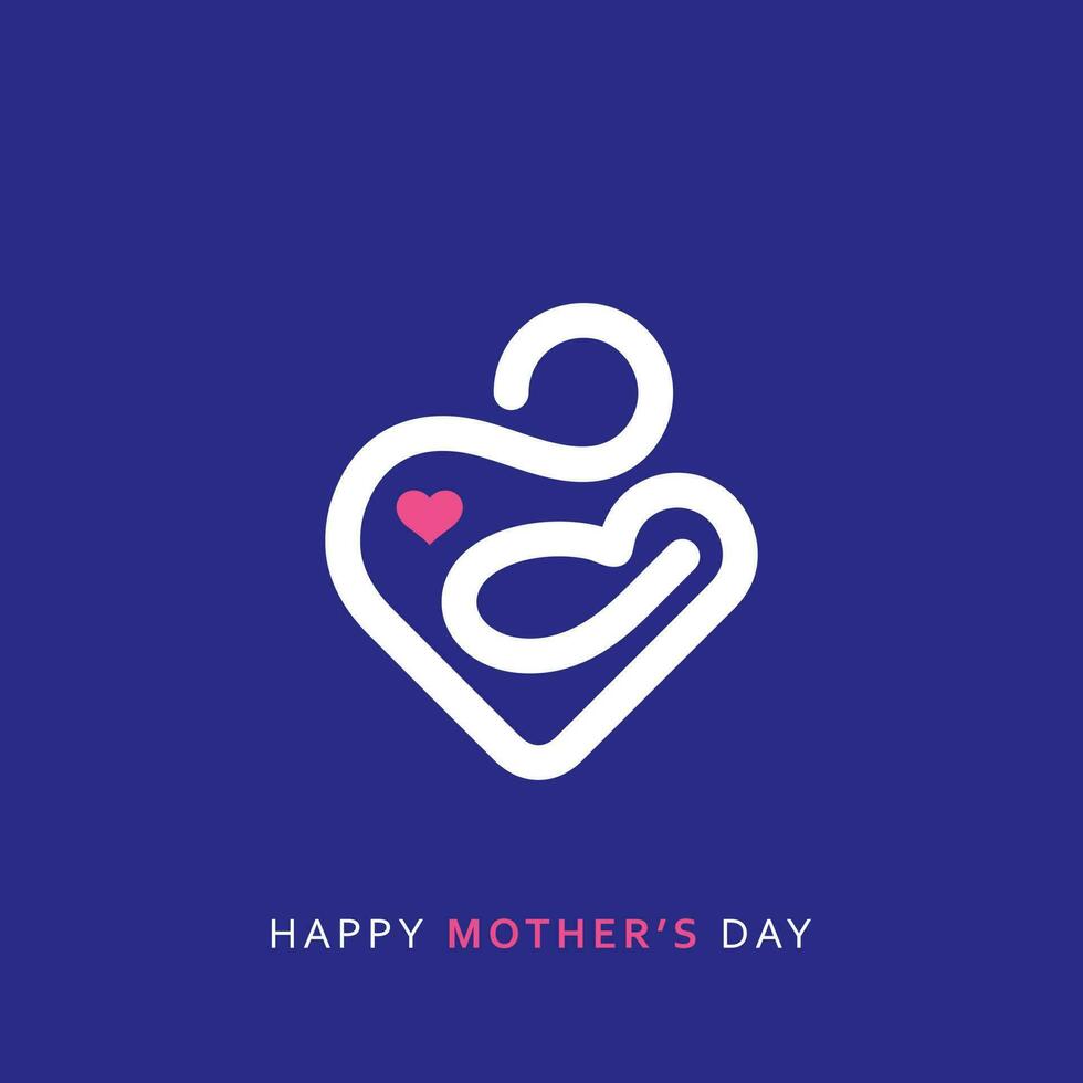 Mother and child logo also Mother's day minimal greeting design vector
