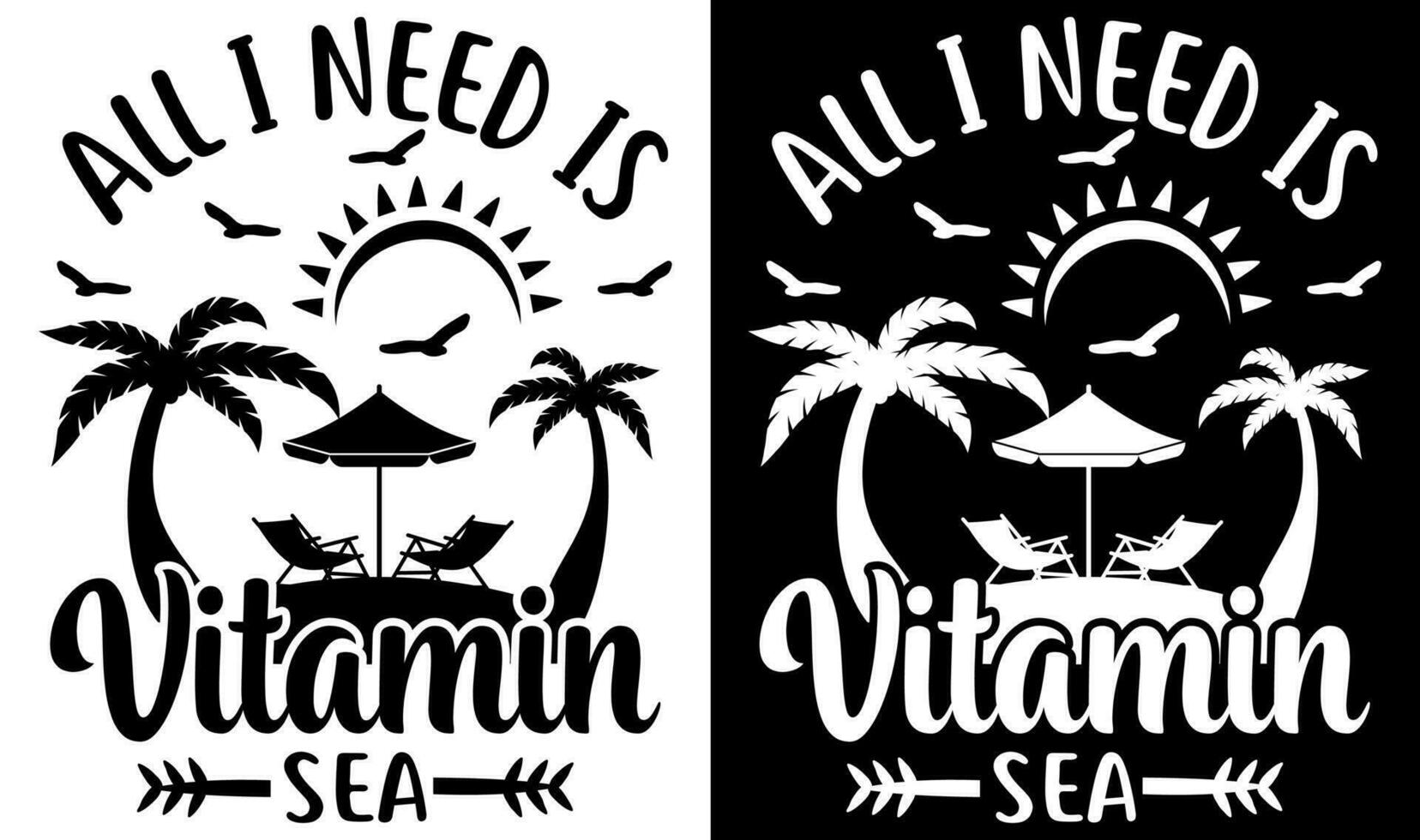 Custom Typography Vector Printable Summer Beach Quotes Design