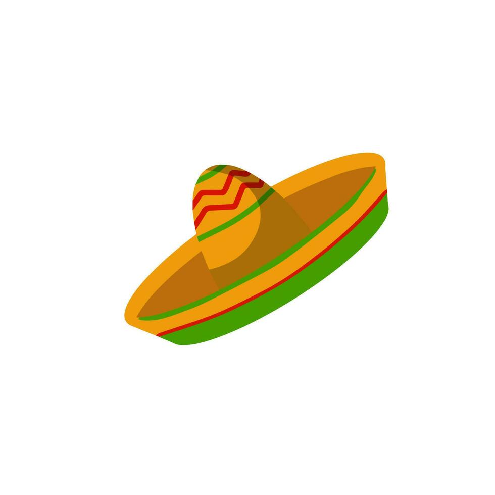 Sombrero. Wide-brimmed Mexican hat. National clothing of South America. vector