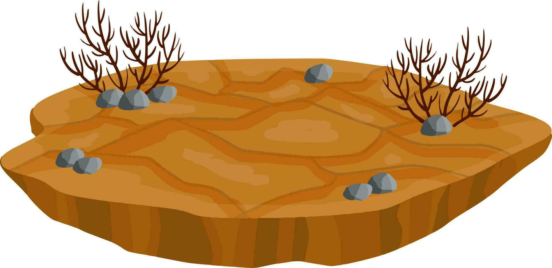 Dry land steppes and deserts. Dirt and dust. Brown floor. Cartoon illustration. Platform ground vector