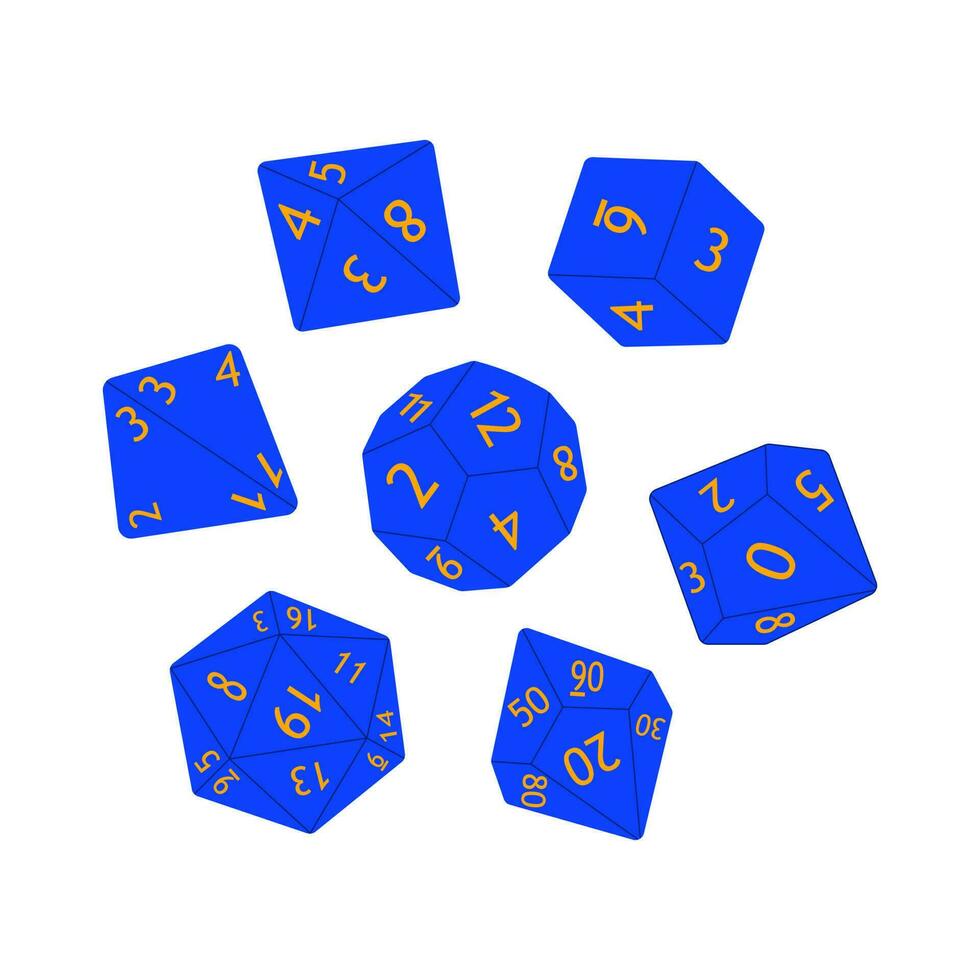 d8 d10 d12 d20 dado para tablero juegos. colección de poliédrico dados con diferente lados vector