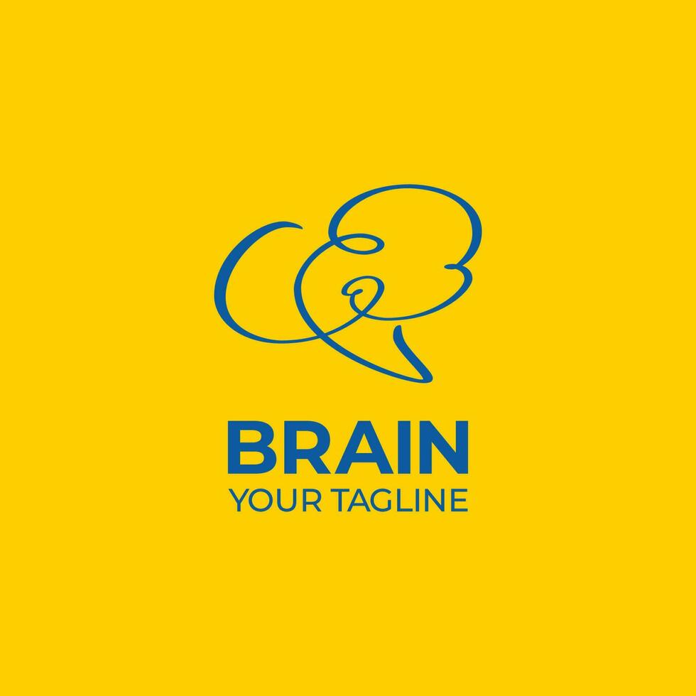 Brain Logo Genius Idea Concept in Abstract Hand Drawn Style vector