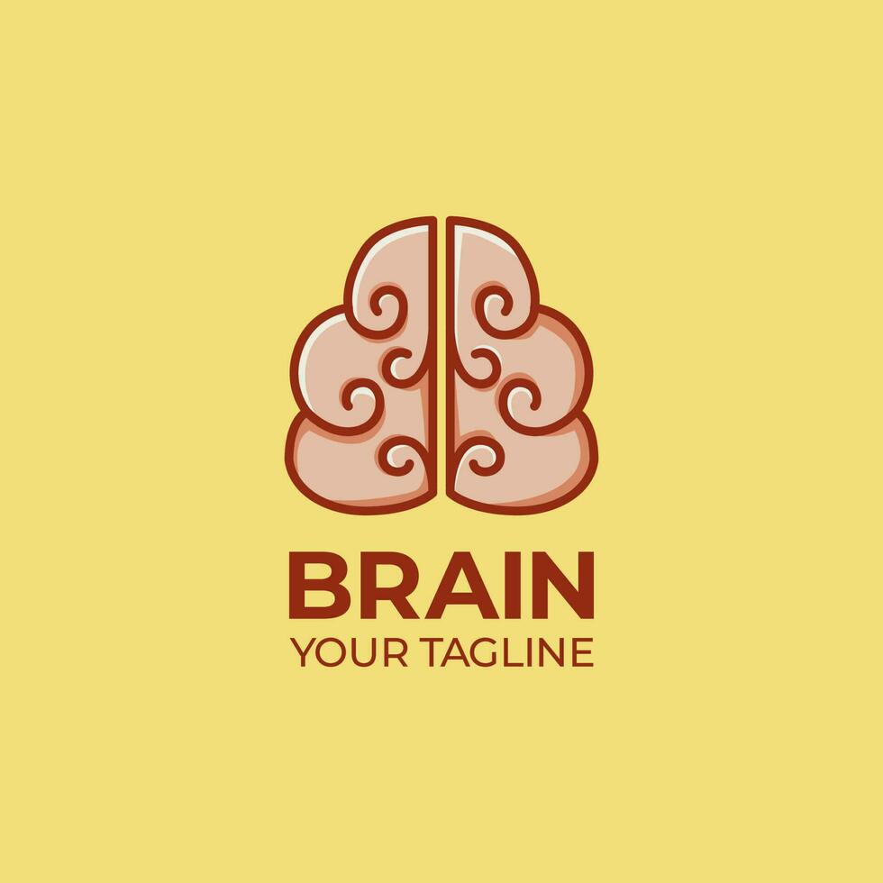 Brain Logo Detailed Color Simple, Think and Mind Concept vector