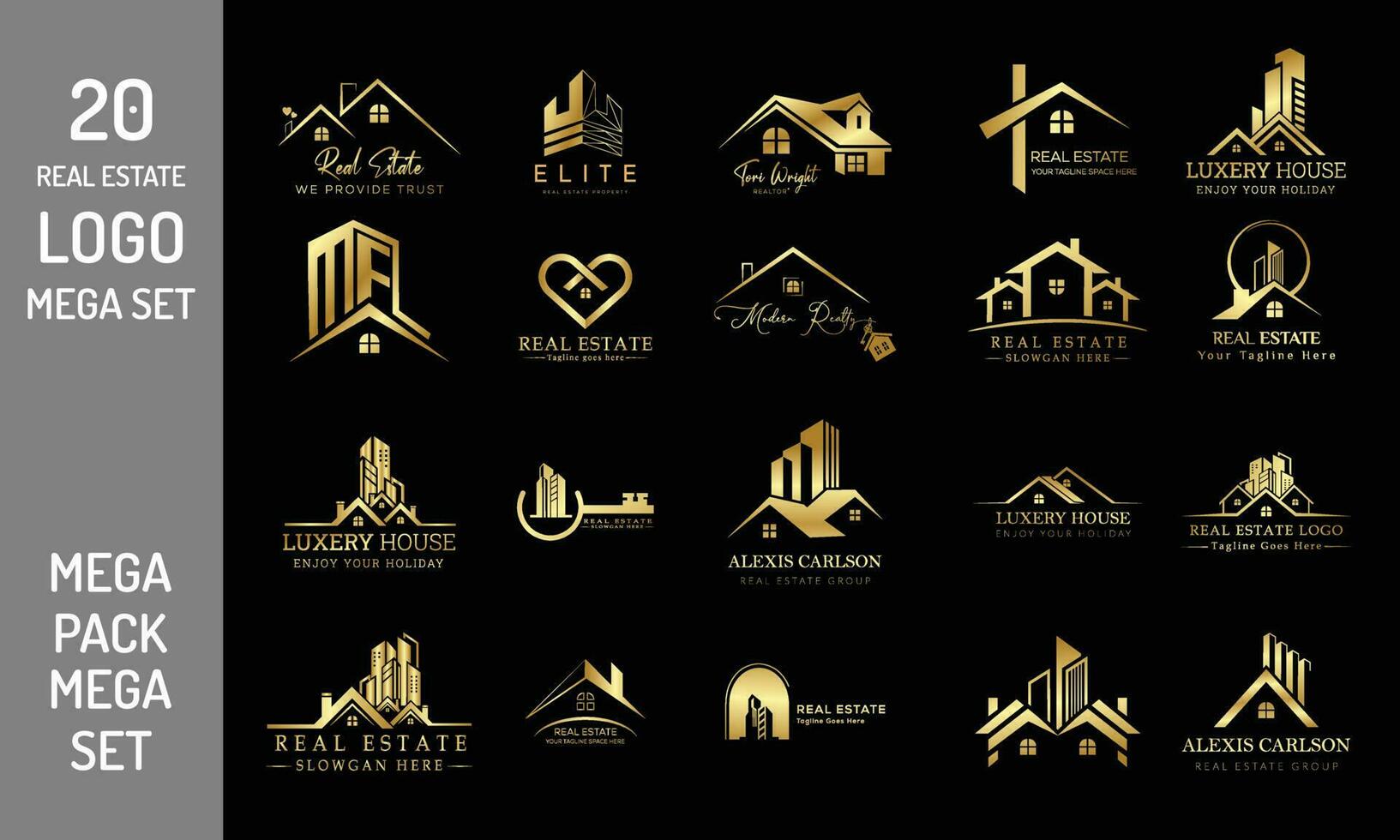 Mega Set and Big Group, Real Estate, Building and Construction Logo Vector Design Eps 10