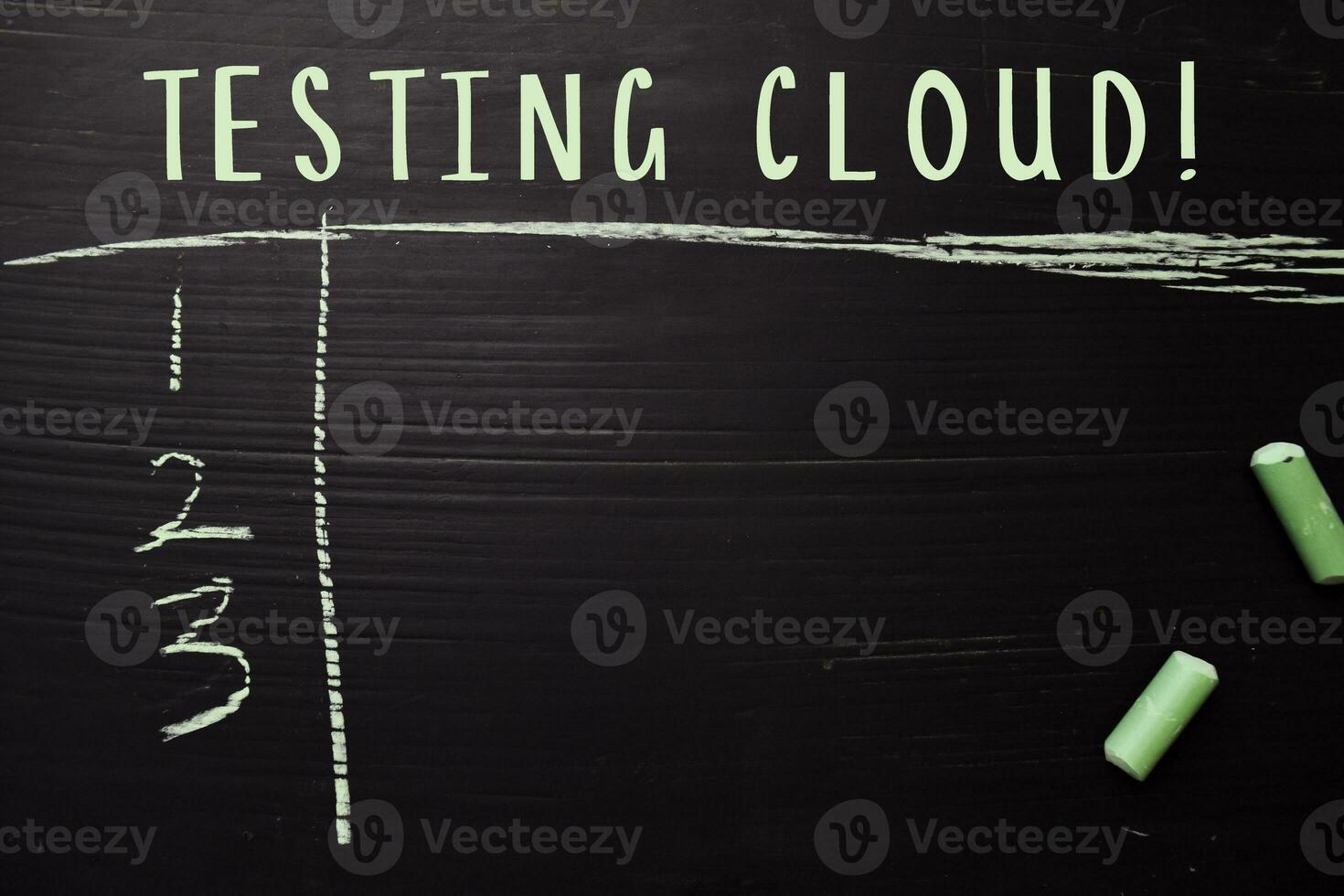 Testing Cloud written with color chalk. Supported by an additional services. Blackboard concept photo