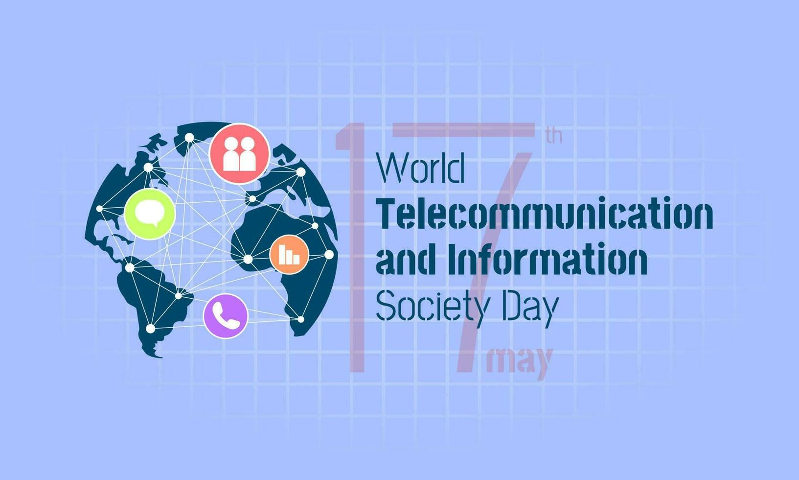 World Telecommunication and Information Society Day with illustration of worldwide connected information vector