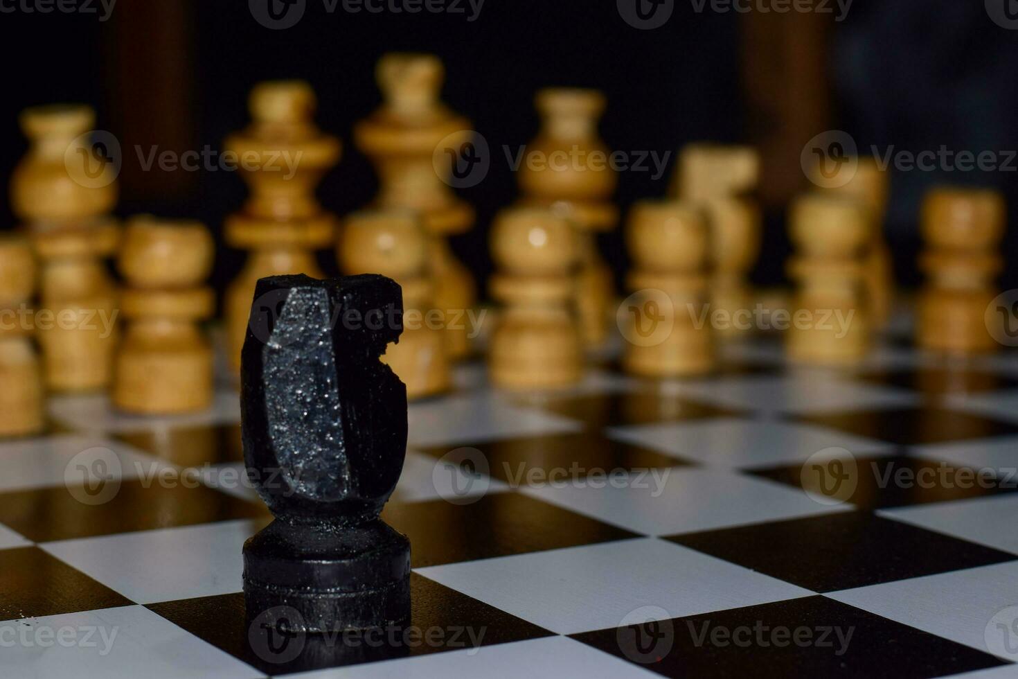 Chess game for ideas and competition and strategy. Photographed on a chessboard photo