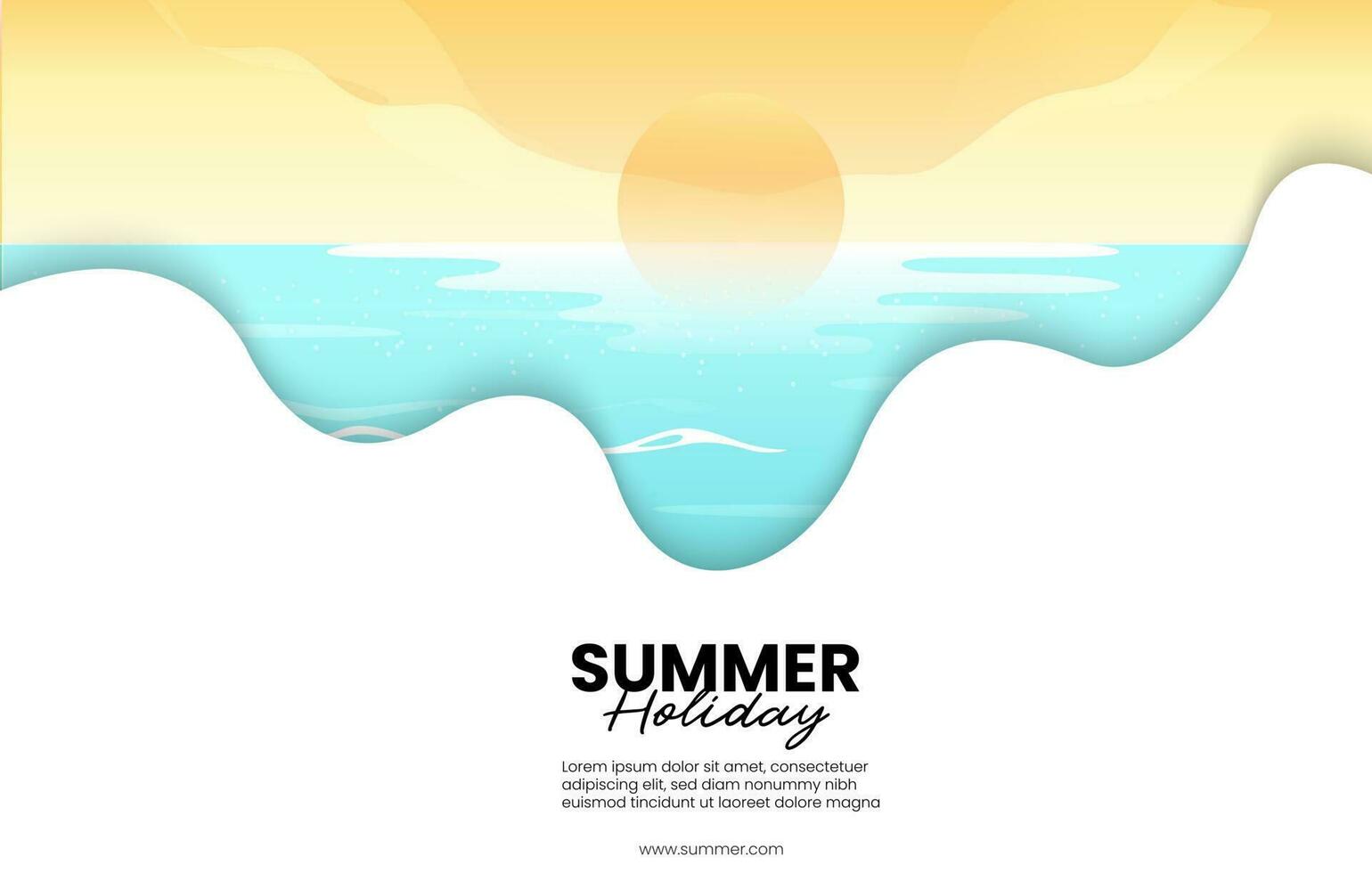 vector ilustración de verano con puesta de sol en el playa. divertido verano vacaciones ilustración