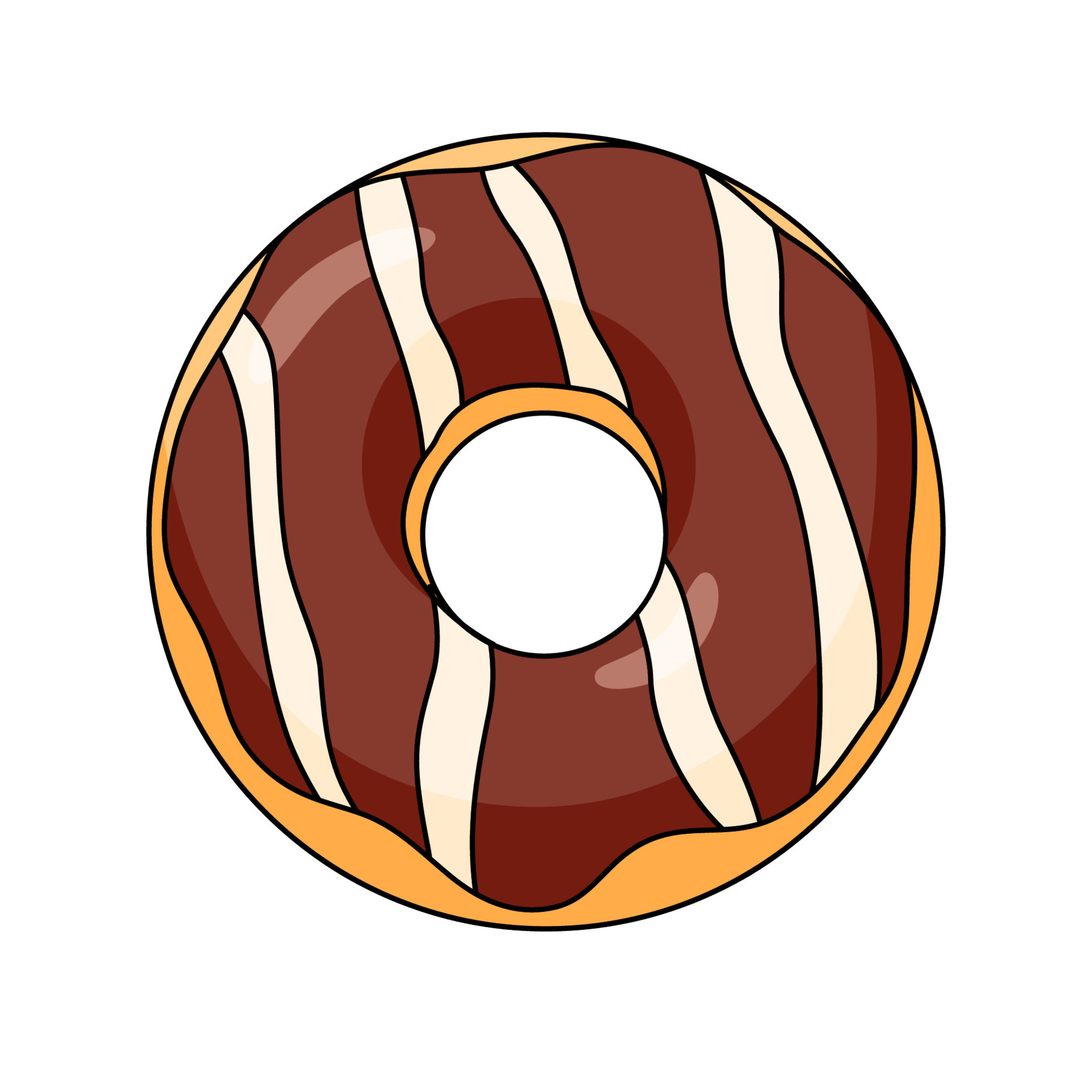 Cute chocolate donut. Cartoon glazed bakery flat vector illustration isolated on white