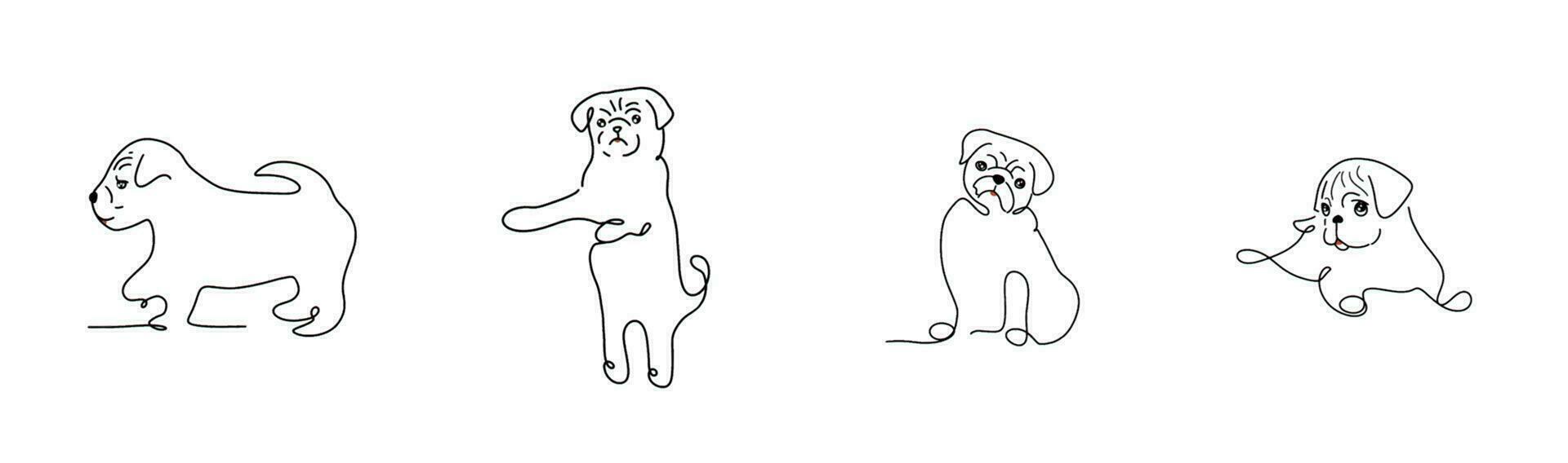 Hand drawing dog set. Illustration dog set.  Drawing of dog set on white backgroung for component of design. vector