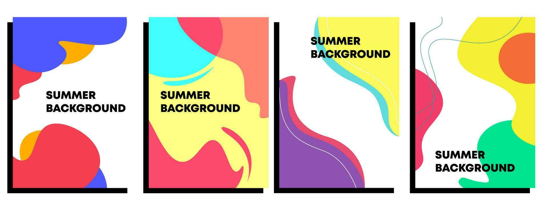 Beautiful concept of summer background set. Trendy abstract art wavy and colorful. Templates for celebration, ads, branding, banner, cover, label, poster, sales vector