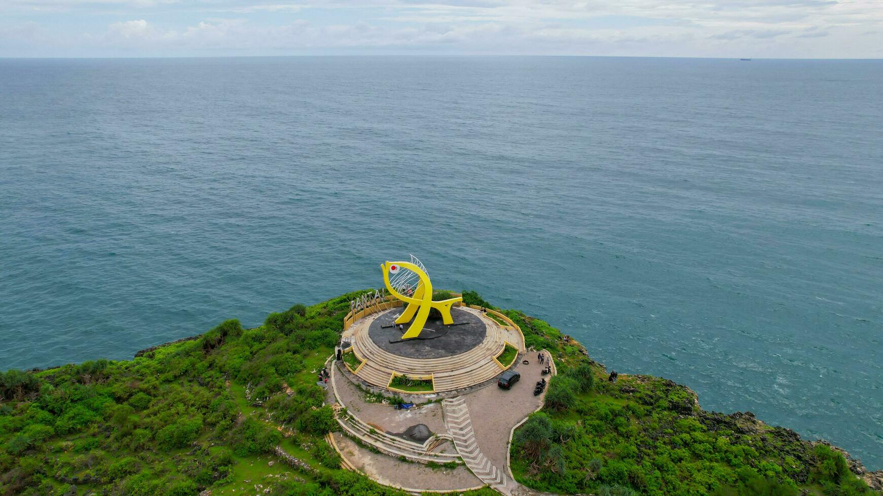 Aerial view of beauty of krakal Gunungkidul beach, Yogyakarta. Central Java, Indonesia, December 6, 2021 photo