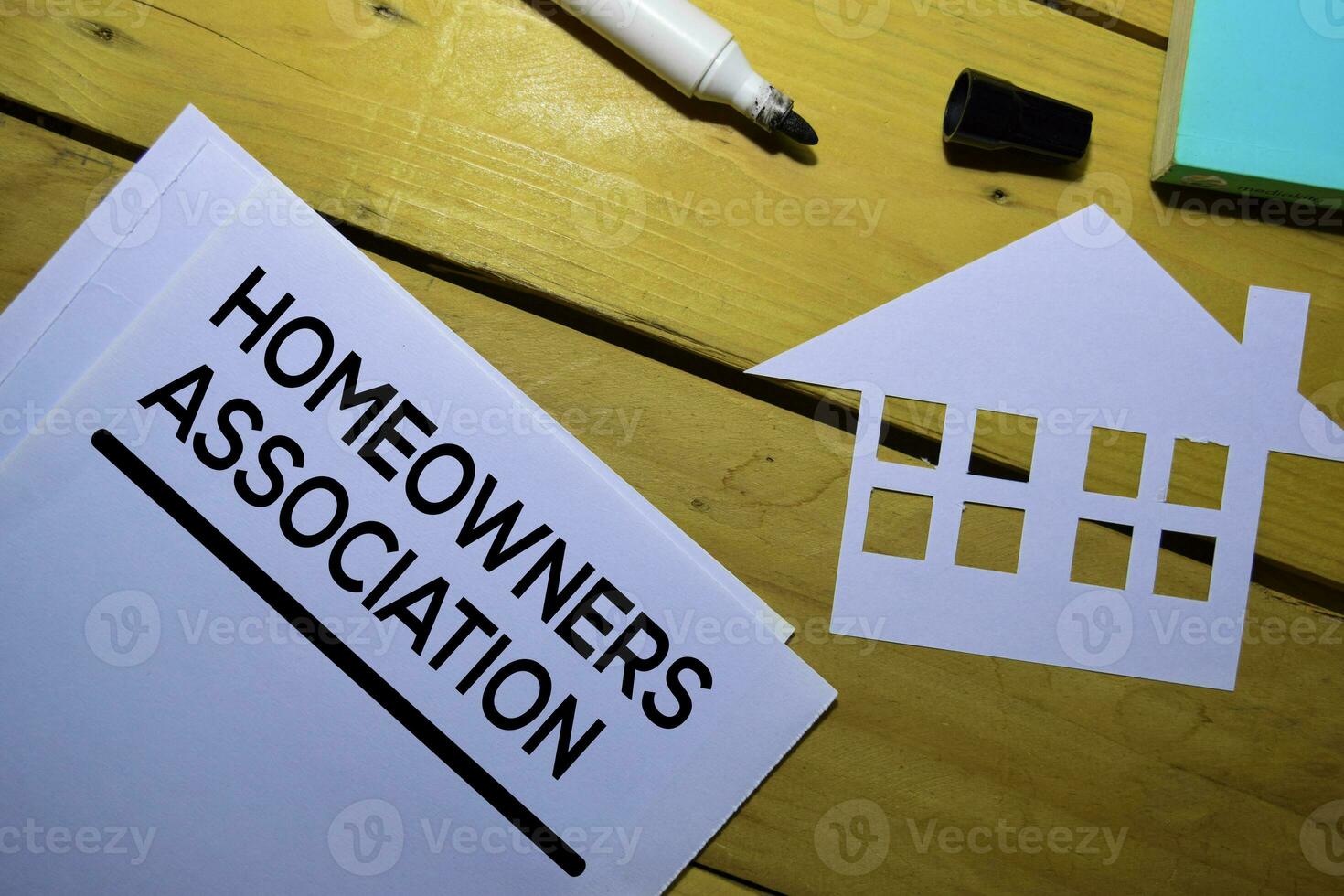 Homeowners Association text on Document isolated on office desk. photo