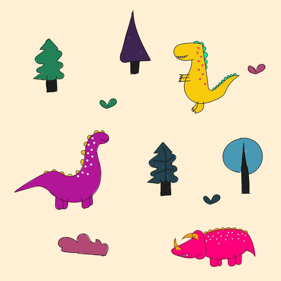 Cute Dinosaurs vector design for wallpaper, background, fabric and textile