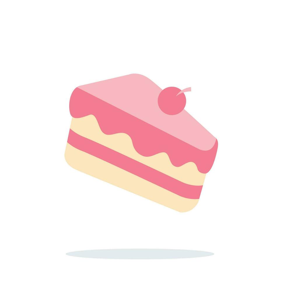 Slice of cake flat design and illustration. vector