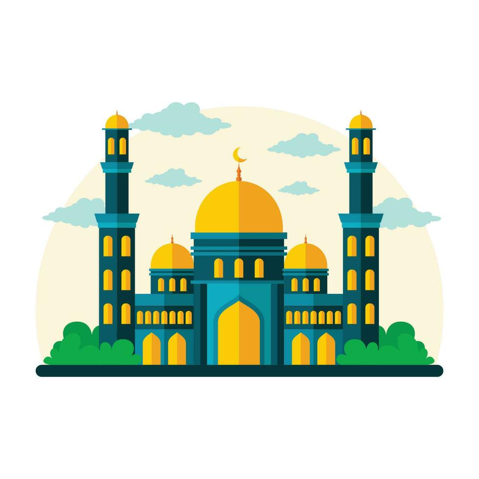 islámico mezquita plano estilo diseño vector