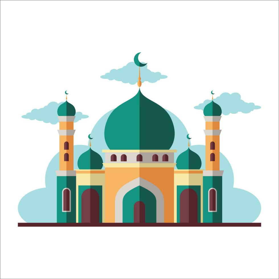 Islamic mosque cartoon illustration design vector