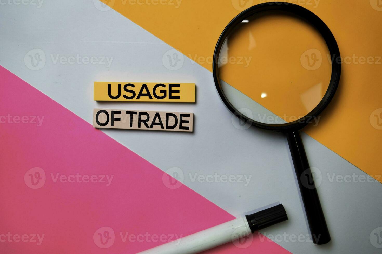 Usage of Trade text on sticky notes with color office desk concept photo