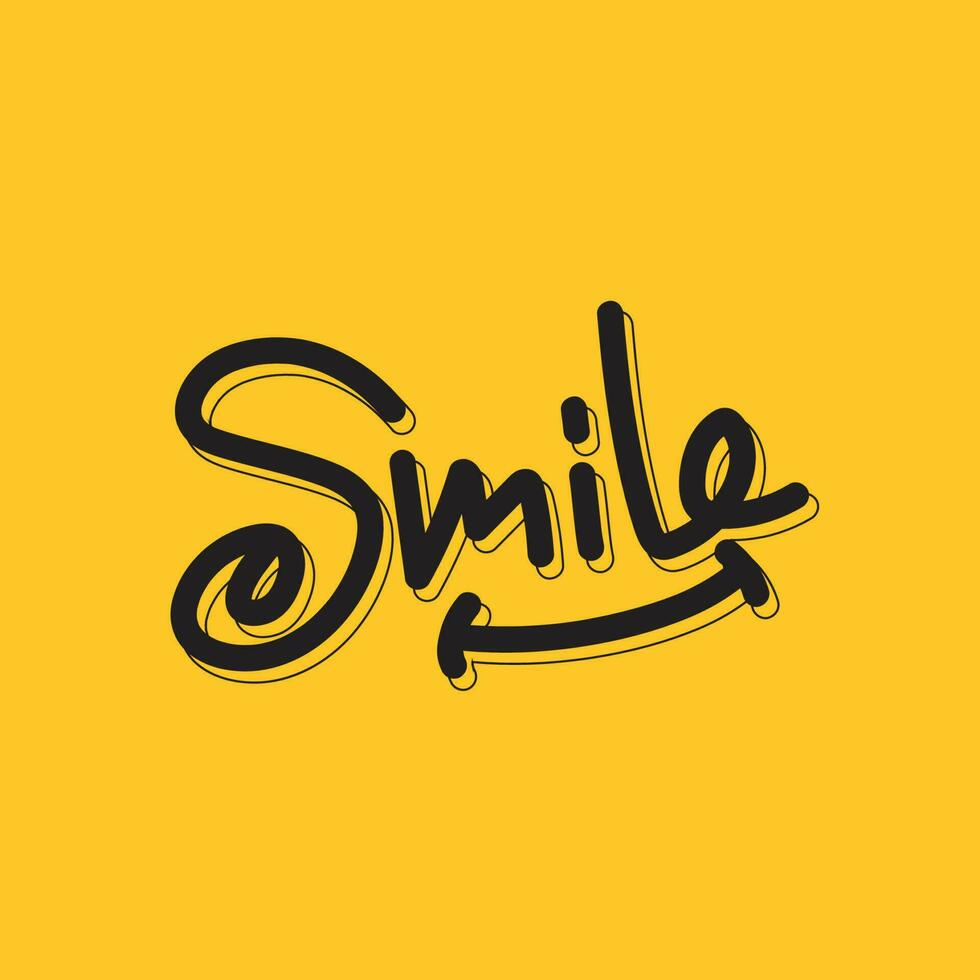 Smile lettering logo vector illustration with joy, laughter, fun, smile sign.