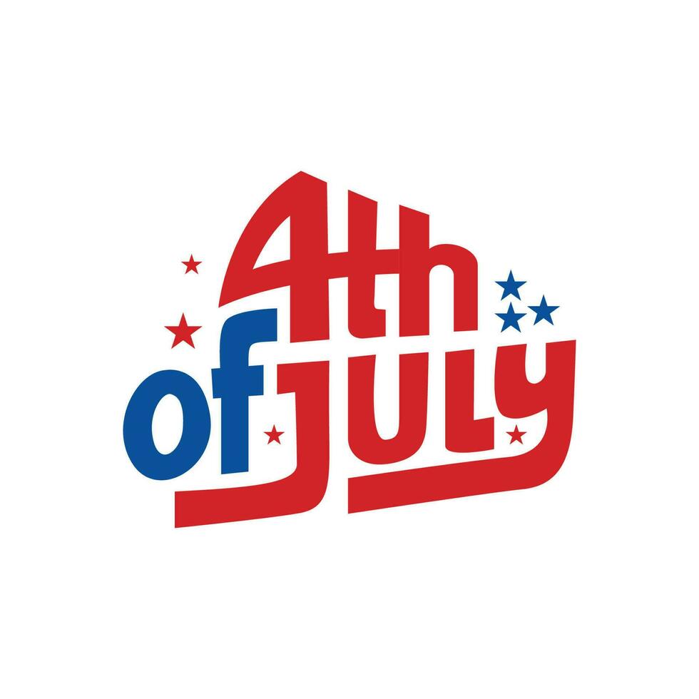 contento 4to de julio letras vector ilustración. 4to de julio logo en un azul antecedentes a celebrar Estados Unidos independencia día mundial.