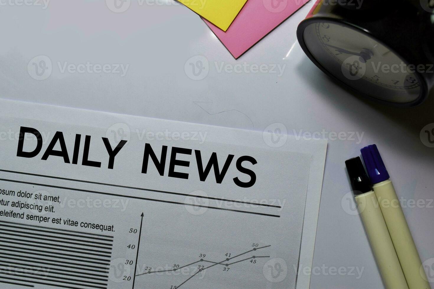 Daily News text in headline isolated on white background. Newspaper concept photo