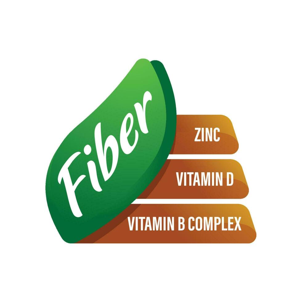 Vector fiber in green foods organic vector concept label