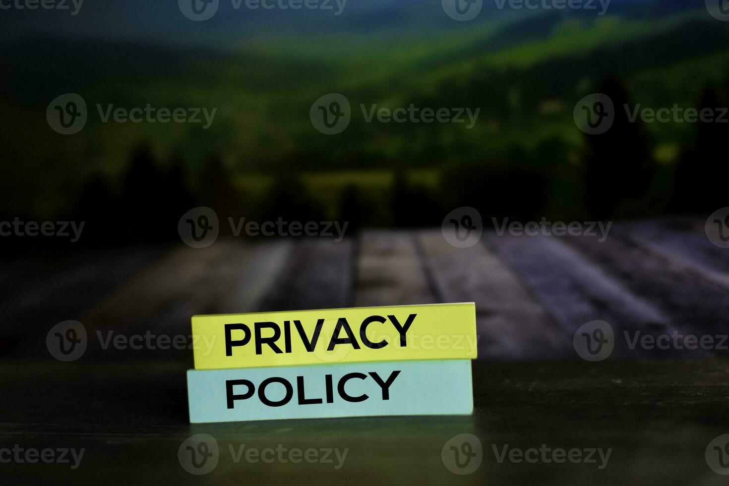 Privacy Policy on the sticky notes with bokeh background photo