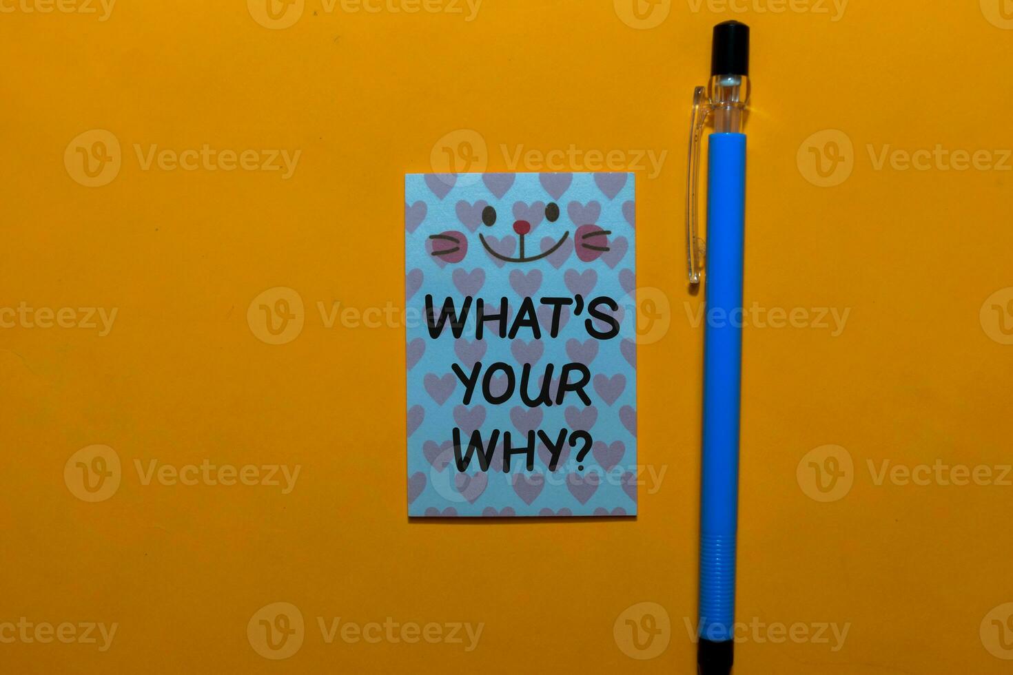 What's Your Why write on sticky notes isolated on Office Desk photo