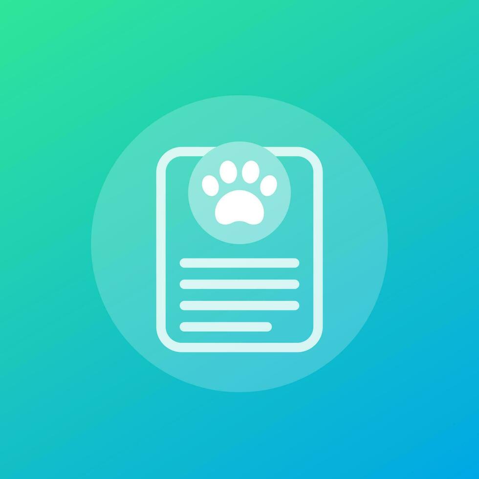 Dog, pet document icon, vector