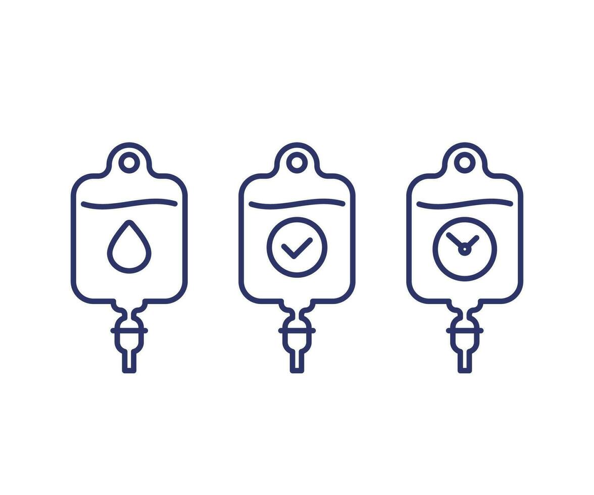 iv bag line icons on white vector